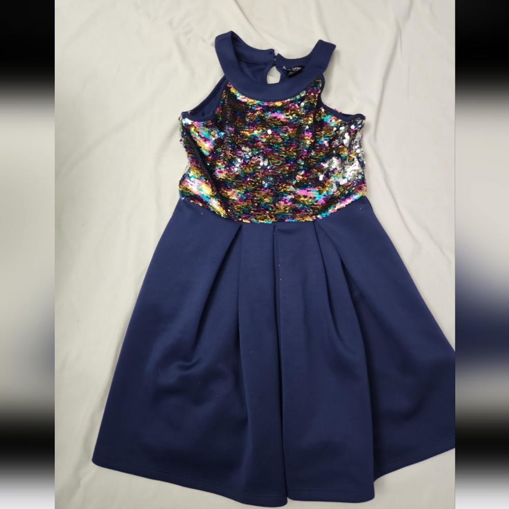 Wrapper girls size 8 blue shimmer dress #G3